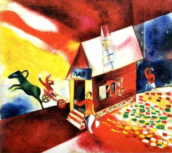 Der Burning House Zeitgenosse Marc Chagall Ölgemälde